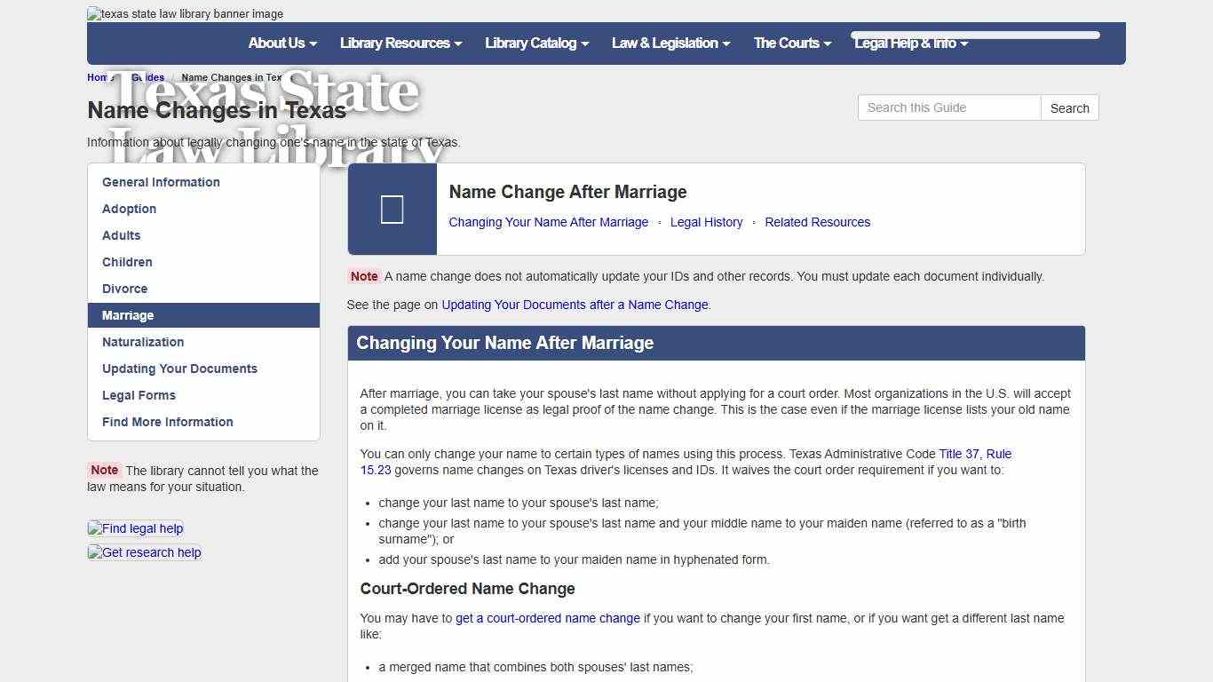 Marriage - Name Changes in Texas - Guides at Texas State Law Library