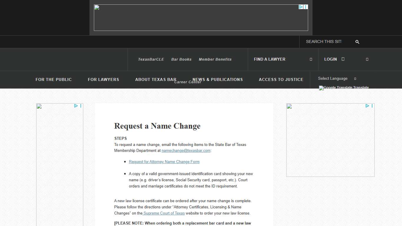 State Bar of Texas | Common Requests & Membership Forms